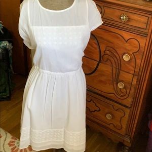 White cotton dress with attached slip